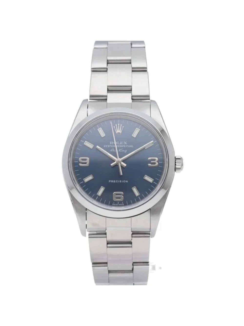 Rolex Air King SS Watch Blue Polished